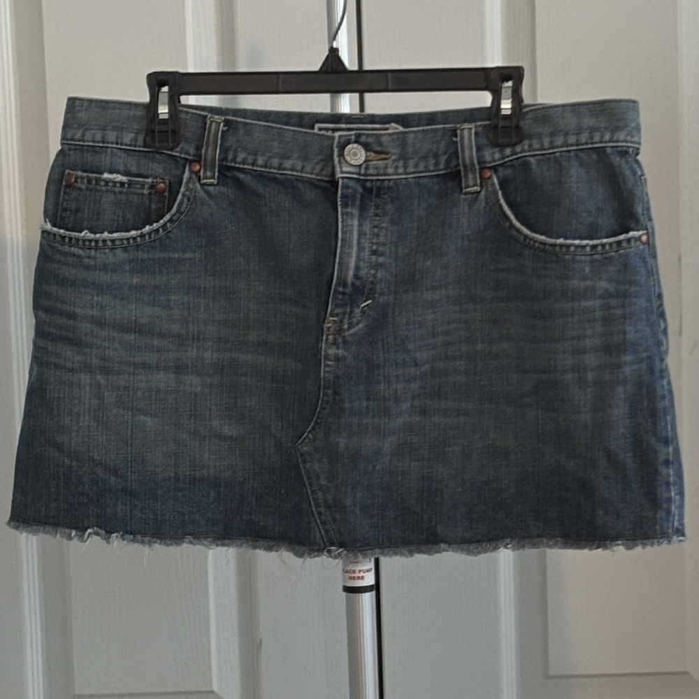 Classic Denim Mini Skirt Ultra Low Waist